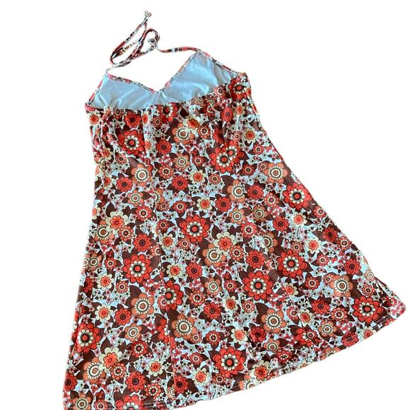 Short Dress Sleeveless Self Tie Backless Open Back Floral Large - Picture 3 of 6